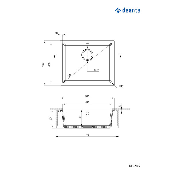 Deante Sudopera Corda Undermount 55/WH ZQA T10C