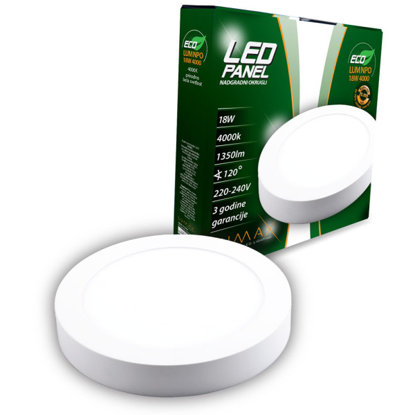 Led Panel ECO LUMNPO-18W 4000K Nadgradni-Okrugli 1350 lm