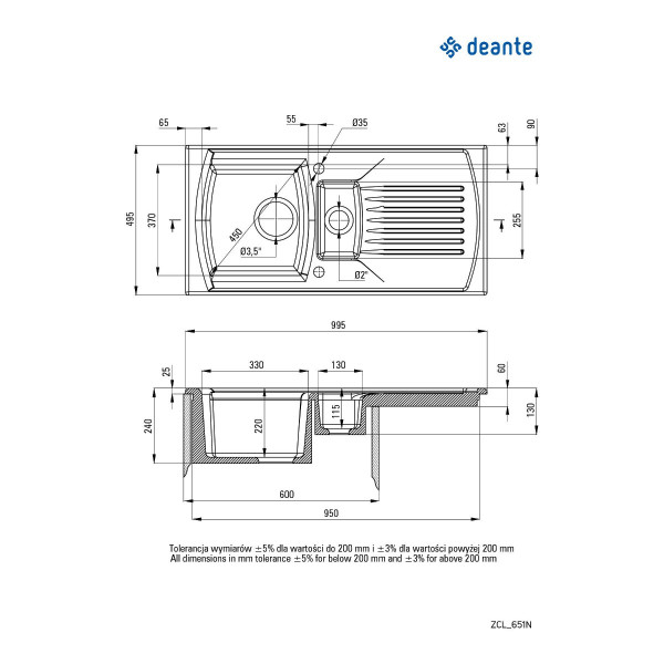 Deante sudopera Lusitiano 100/WH/2/O ZCL 651N