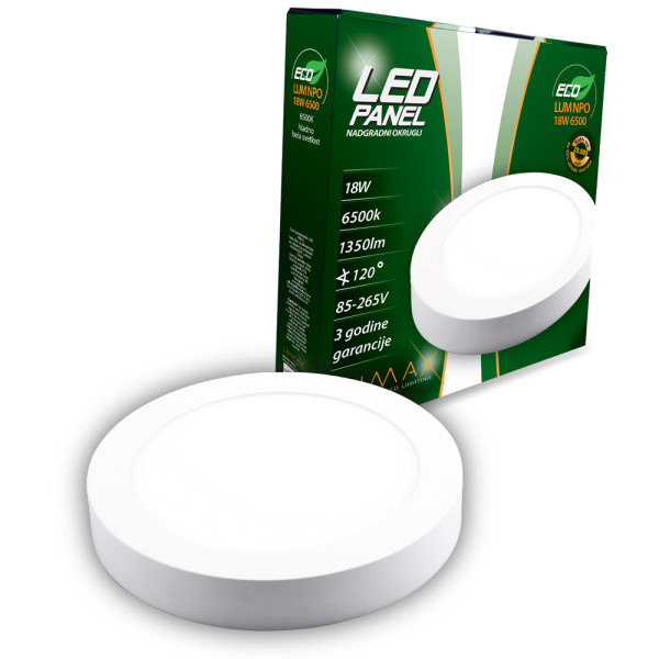 Led Panel ECO LUMNPO-18W 6500K Nadgradni-Okrugli 1350 lm