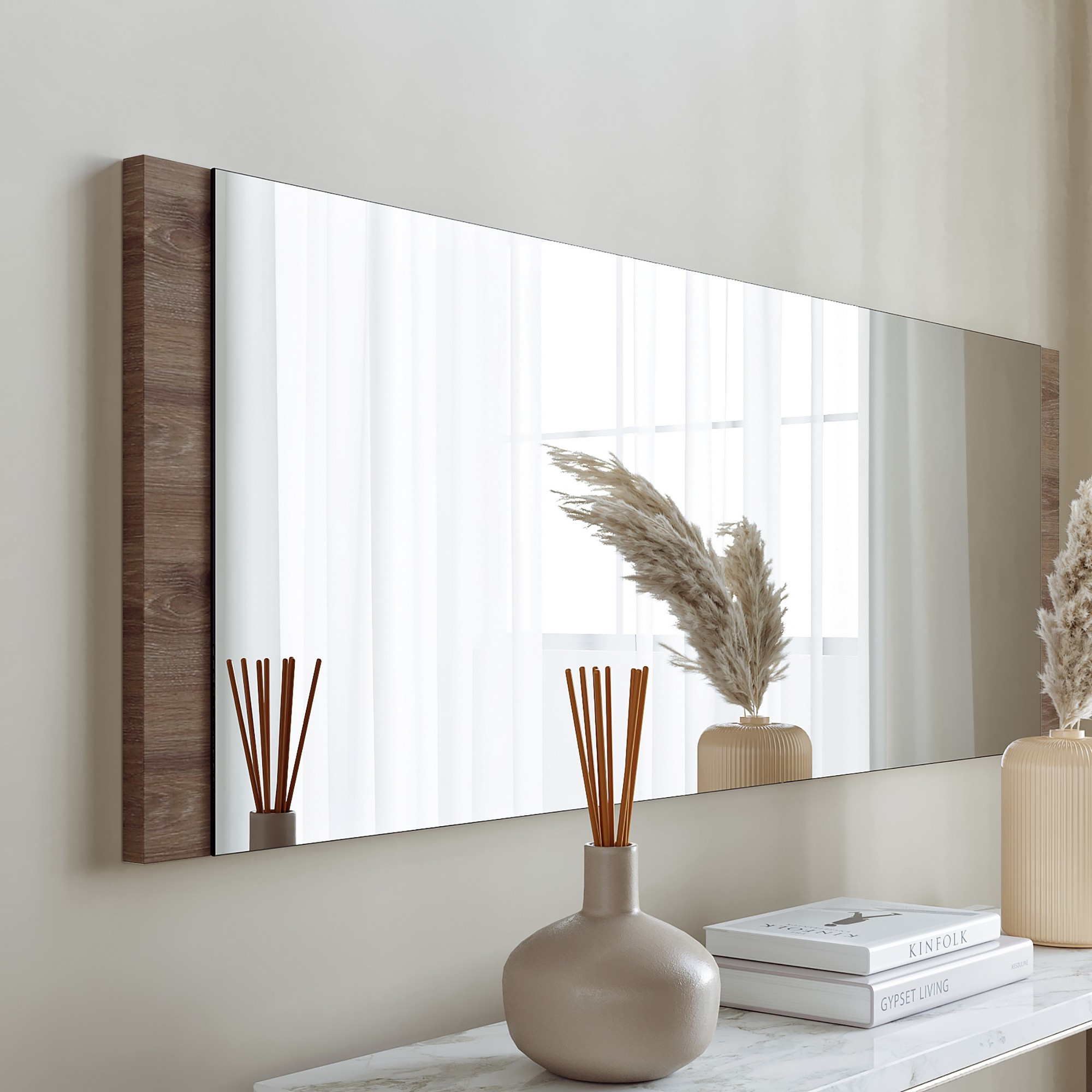 Boy Aynası Dekoratif Basic Ceviz 40x120 Walnut