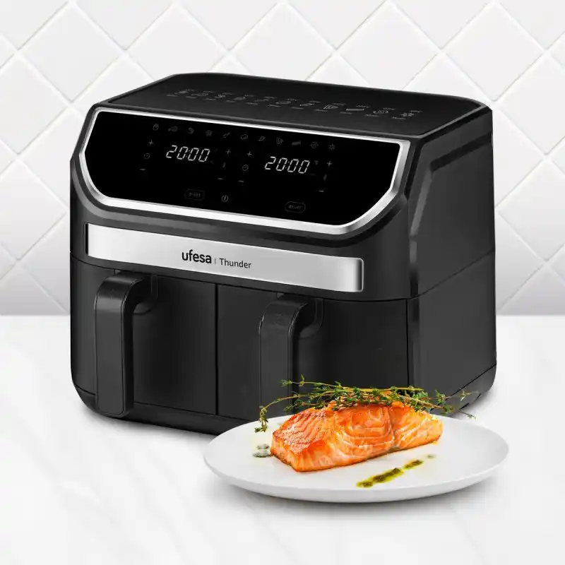 AirFryer Ufesa Thunder/dupla posuda/ 9l(4.5 L+4.5 L)/11 programa/crna