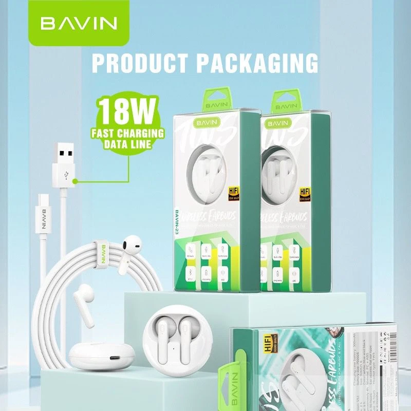 Bavin Earbuds Wireless slušalice + kabl type-C bela