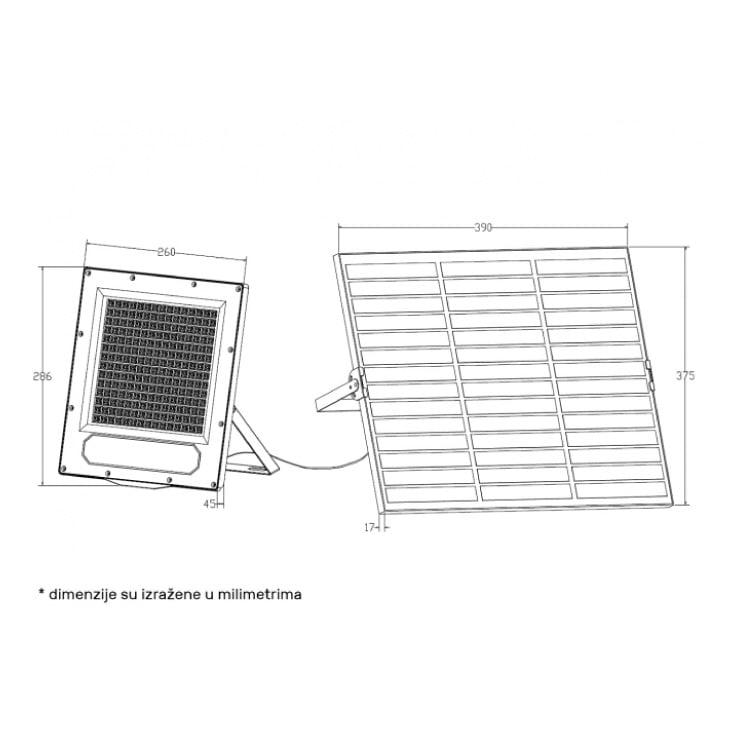 Solarni LED reflektor sa senz. 240W 5000K 3000lm