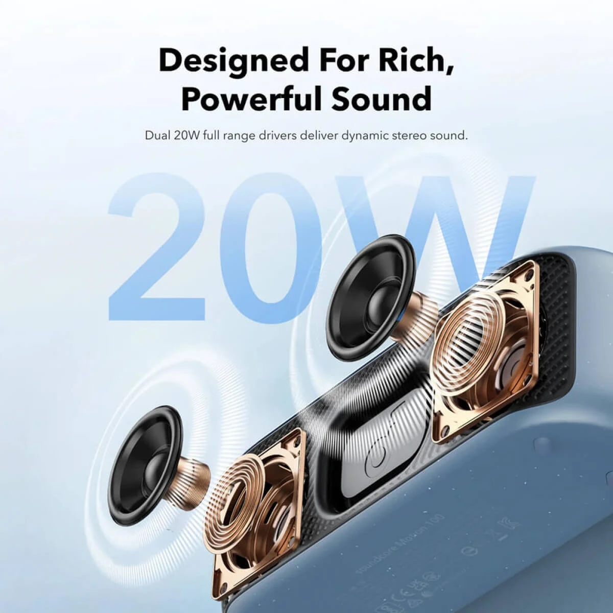 Anker Soundcore BT zvučnik Motion 100 20W + kabl type-C na type-C plava