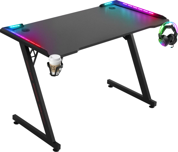 Gaming sto Defender Jupiter75cmx110cmx60cmx15mm/Backlight/držač za čase/crni