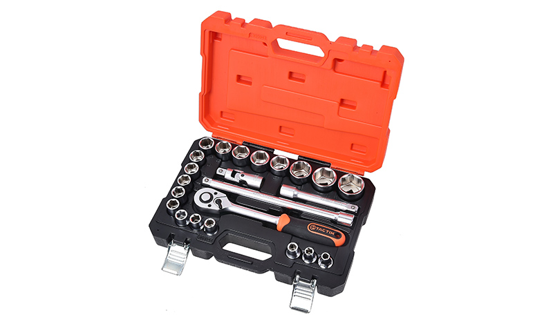 TACTIX Set 23 del. nasadnih ključeva sa čegrtaljkom 1/2" HEX/mm