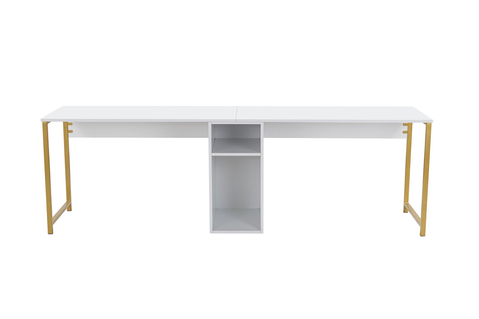 Twin Study Desk - White, Gold White Gold