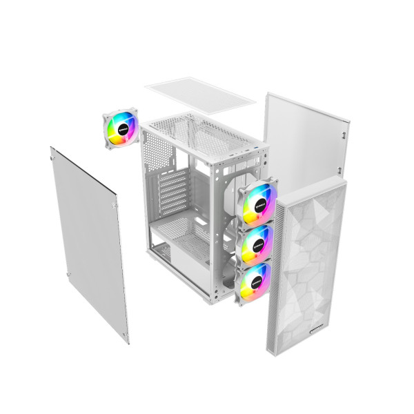 Kuciste Raidmax Talos window/White, 4x 120mm FRGB/650W/RT650RGBW