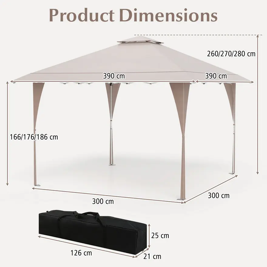 Gazebo paviljon sa mehanizmom 4x4m Bež