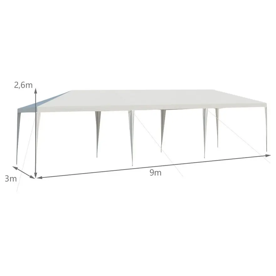 Paviljon za zabave 9x3m bez stranica Beli