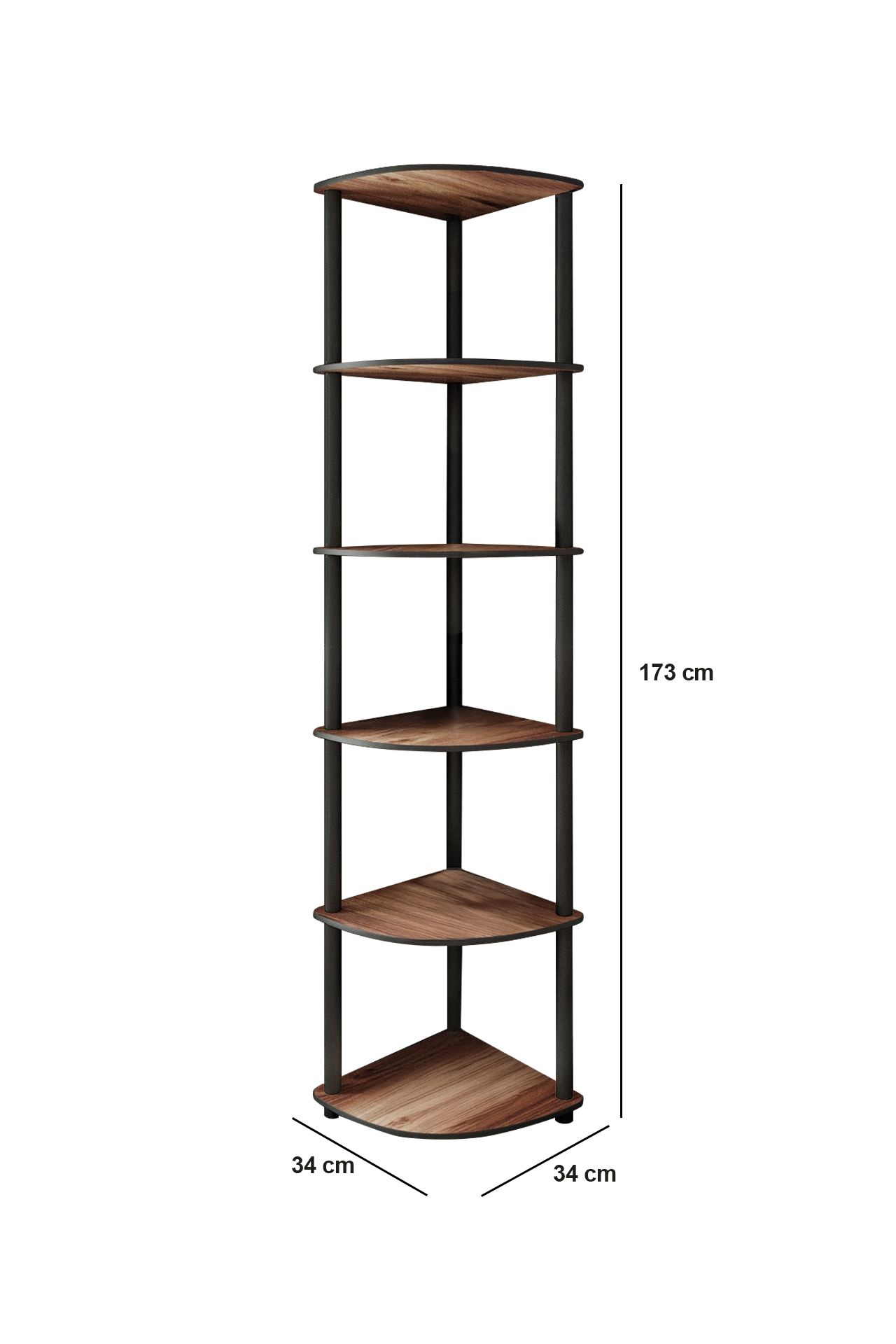 Bookcase 6 Corner - Walnut