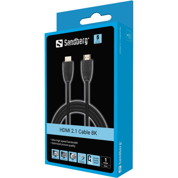 Kabl Sandberg 509-13 HDMI na HDMI M/M 2.1 8K 1m