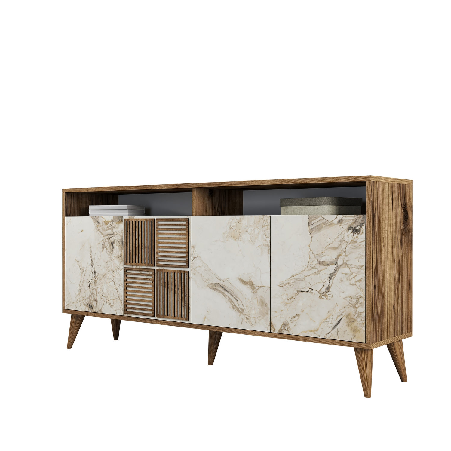 Milan 160 - Walnut, White Marble Walnut White Marble