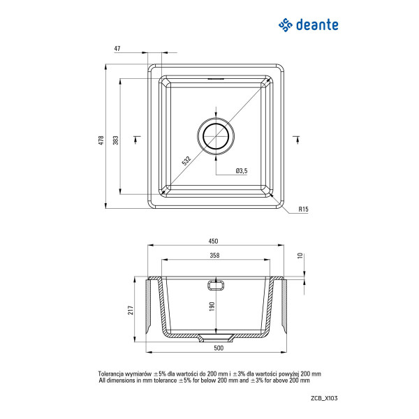 Deante sudopera Sabor 45/BI ZCB A103