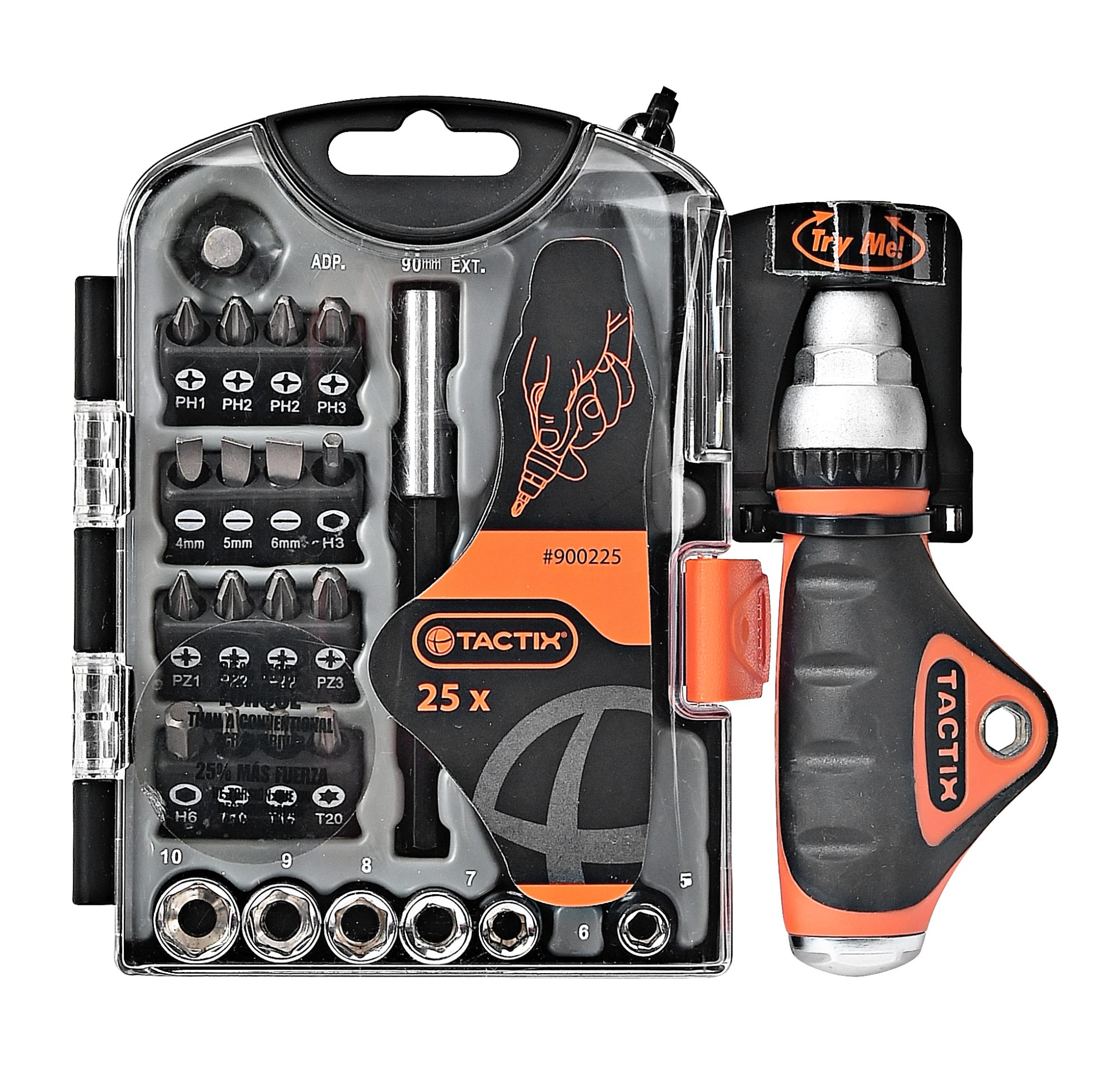 TACTIX Set 25 del. nastavaka sa odvijačem "TORQ" 1/4"