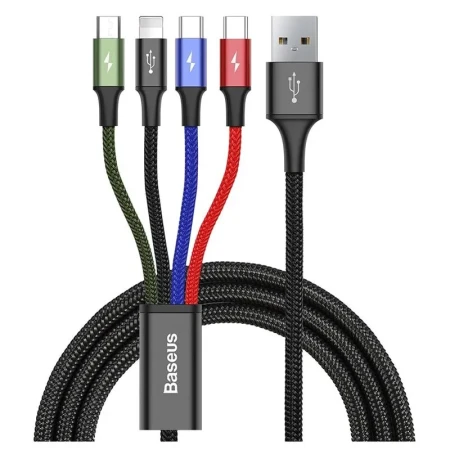 Baseus kabl 4u1 2*c/1*IOS/1*Micro 3,5A 1,2m crna